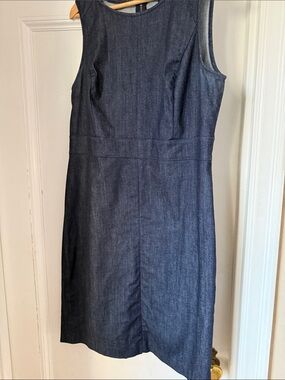 Ann Taylor Sleeveless Dark Indigo Denim Midi Dress